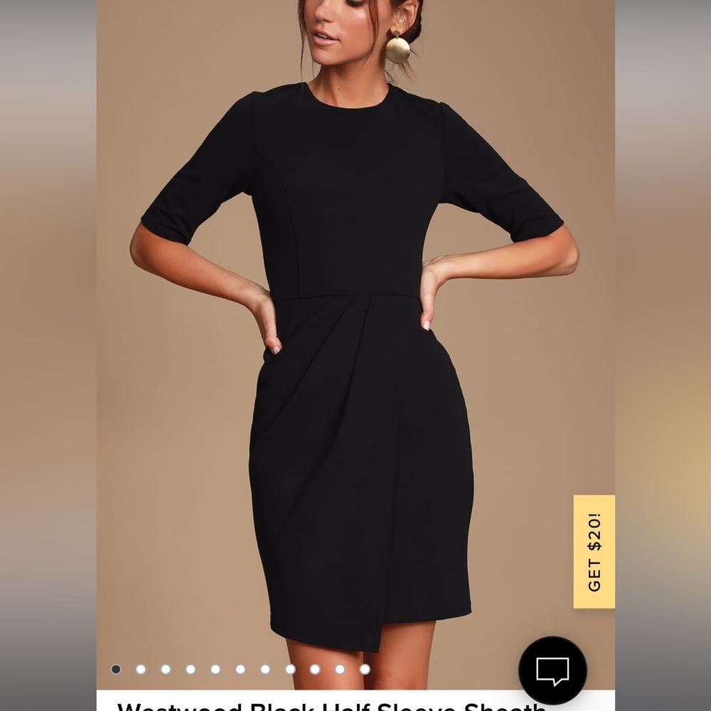 Lulus Westwood Half Sleeve Black Sheath Dress Small NEW